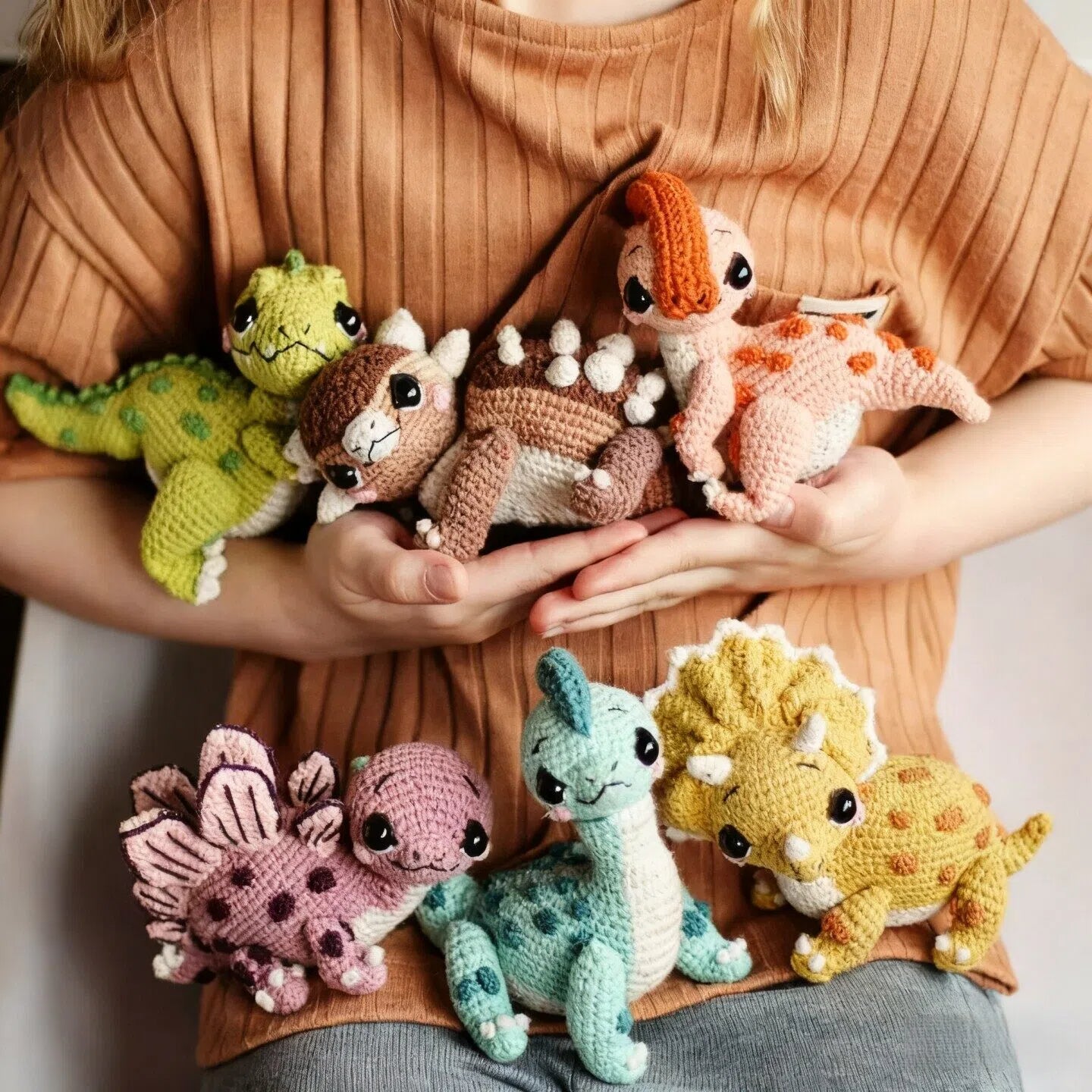 DIY Crochet Amigurumi Kit The Prehistoric Pals Collection Beginner Friendly – finished amigurumi example