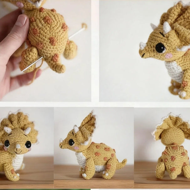 DIY Crochet Amigurumi Kit The Prehistoric Pals Collection Beginner Friendly – kit contents: yarn, hook, pattern and accessories