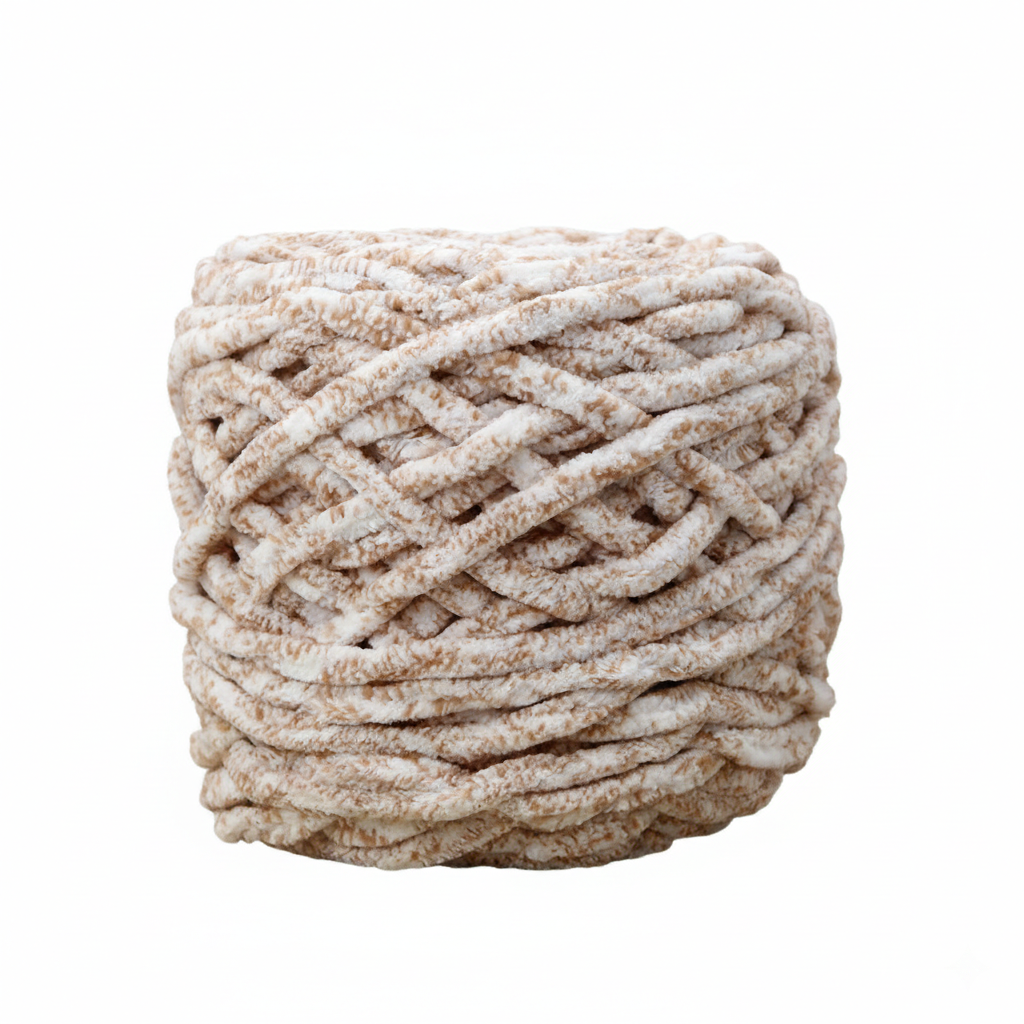 Beige Camel Super Chunky Chenille Yarn 8mm Soft Ice Yarn 50g – crochet yarn by Lily's Loop