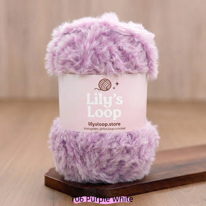 Green White SilkyMink Medium Luxury Faux Fur Yarn (100g) – crochet yarn by Lily's Loop