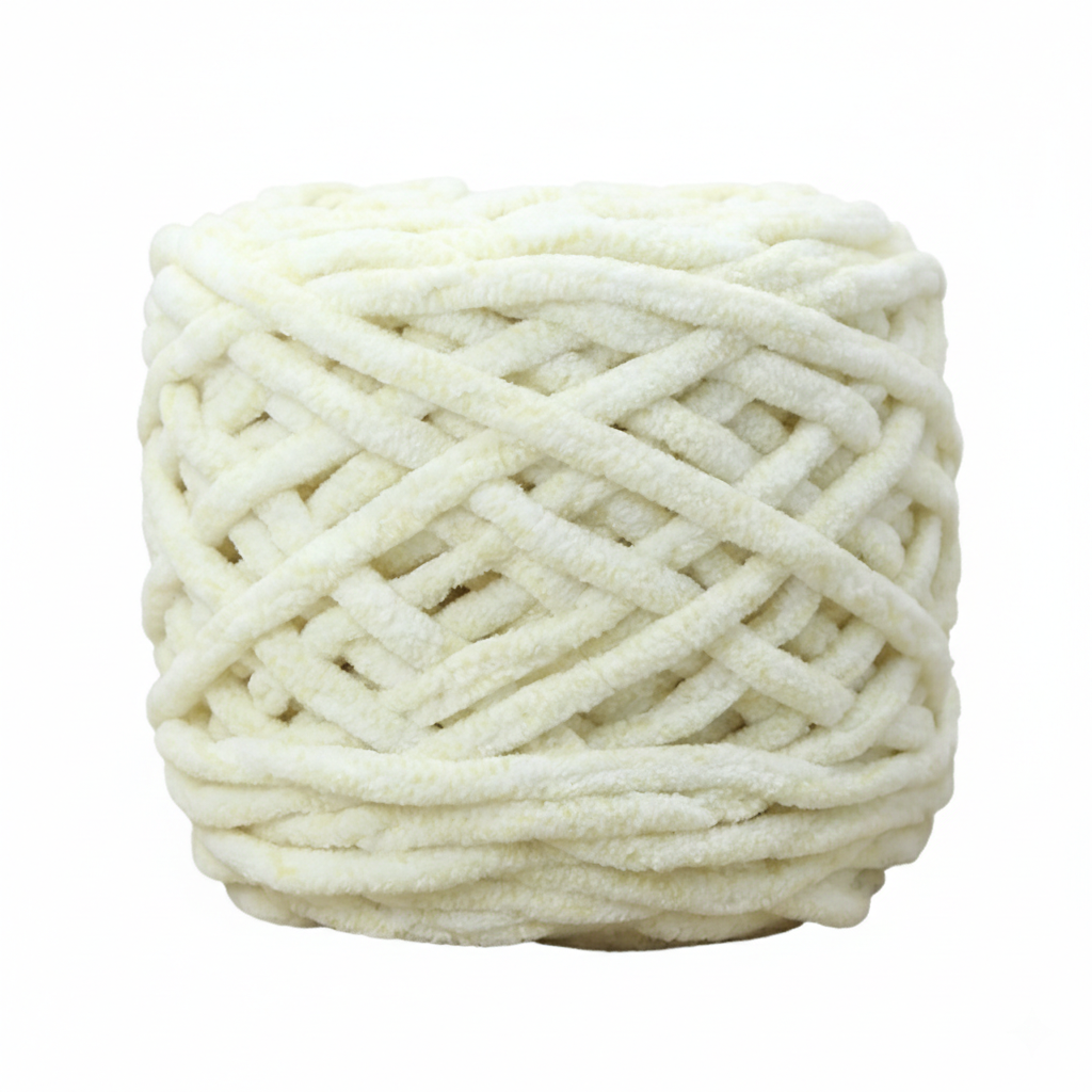 White Blue Super Chunky Chenille Yarn 8mm Soft Ice Yarn 50g – crochet yarn by Lily's Loop