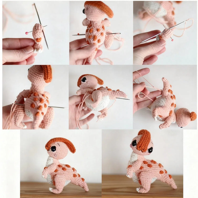 DIY Crochet Amigurumi Kit The Prehistoric Pals Collection Beginner Friendly – close-up detail of finished project