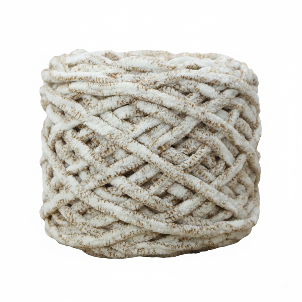 Yellow Brown Super Chunky Chenille Yarn 8mm Soft Ice Yarn 50g – crochet yarn by Lily's Loop