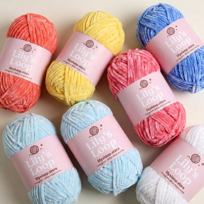 CloudVelvet Chenille Yarn (100g) Super Bulky by Lily's Loop – soft crochet yarn ball