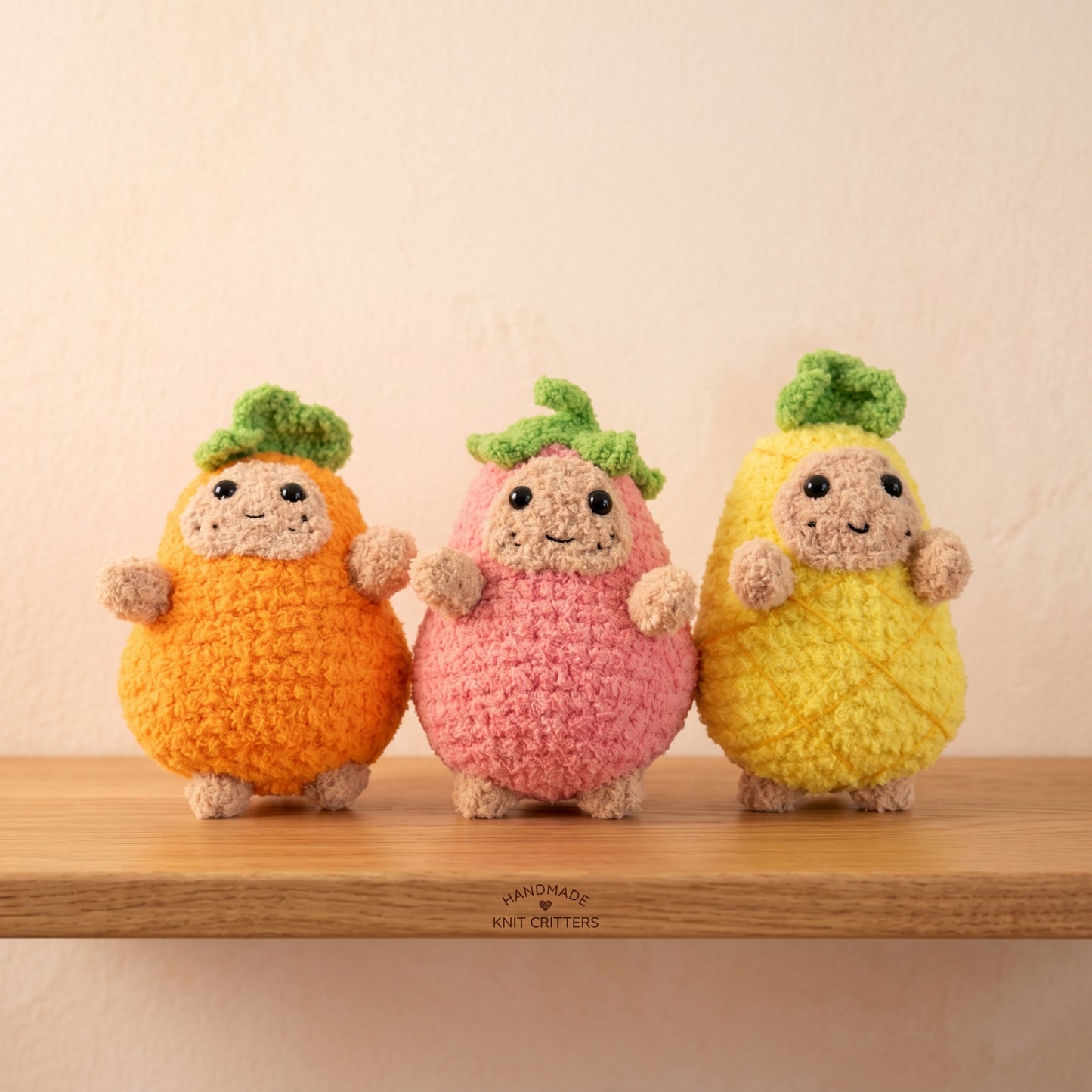 Potato Buddy Trio – Strawberry, Carrot & Pineapple Outfits