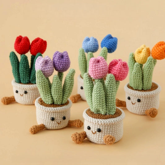 Tulip Pot Crochet Kit Beginner-Friendly Craft Set
