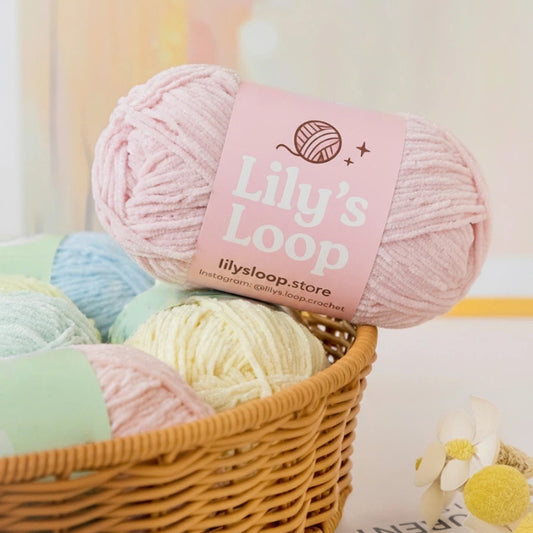SoftGlow Series 2.5MM Chenille Yarn(50g/132m) by Lily's Loop – soft crochet yarn ball