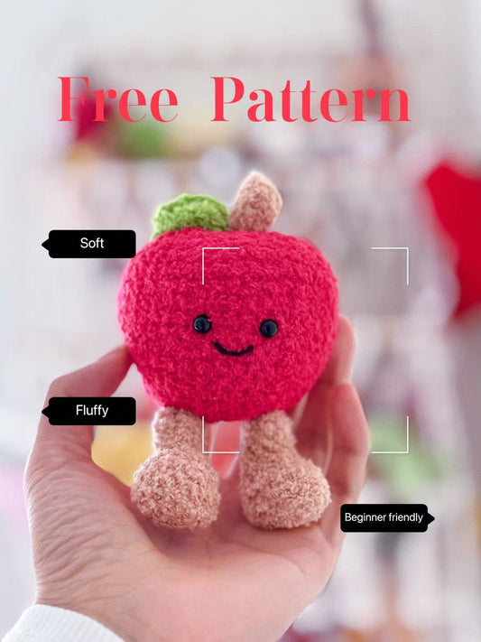 Apple Crochet Pattern – finished amigurumi made with plush yarn