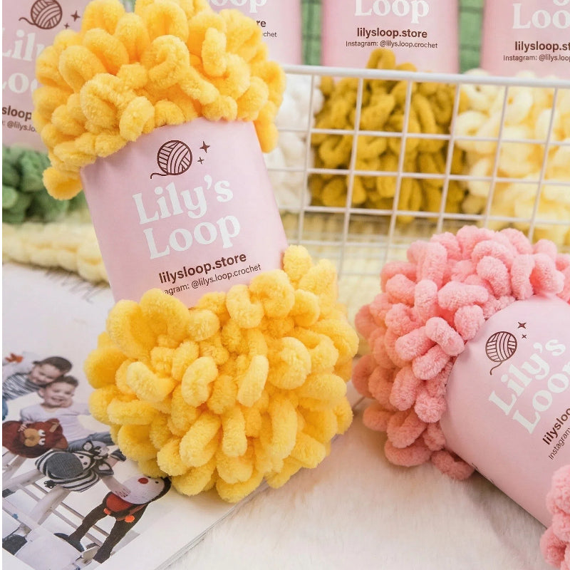 Chunky 9mm Puffy Finger Knitting Yarn (100g/8m) by Lily's Loop – soft crochet yarn ball