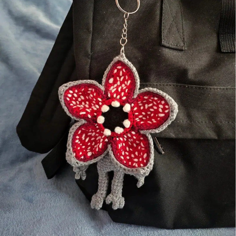 The "Upside Down" Flower Monster Keychain DIY Crochet Kit – finished amigurumi example