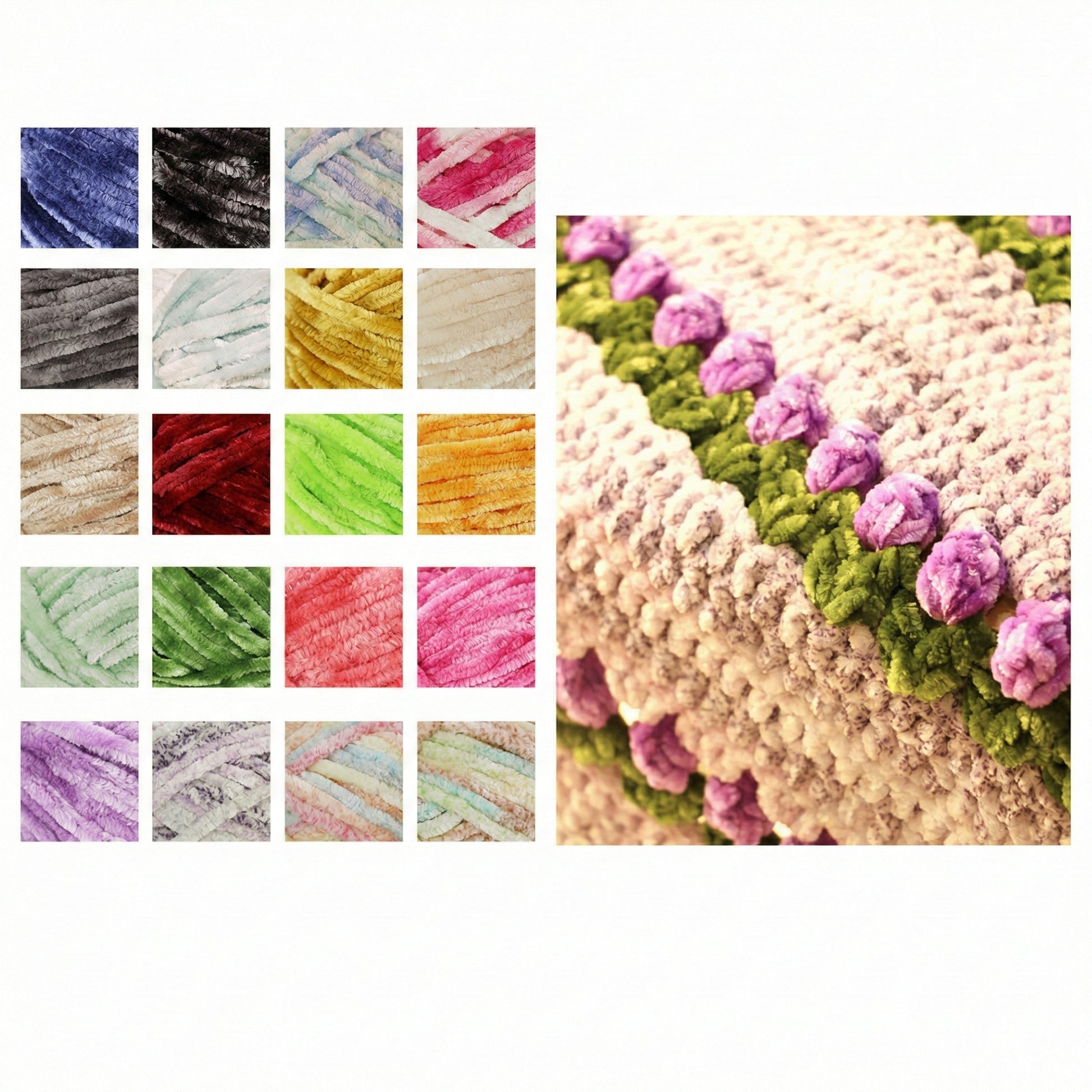 CloudVelvet Chenille Yarn (100g) Super Bulky yarn balls in multiple colors