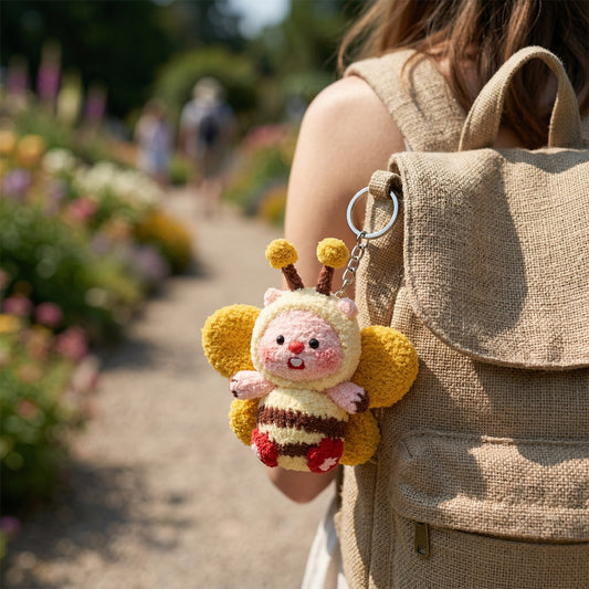 Chubby Bumble Bee Plush Amigurumi Crochet Kit – kit contents: yarn, hook, pattern and accessories