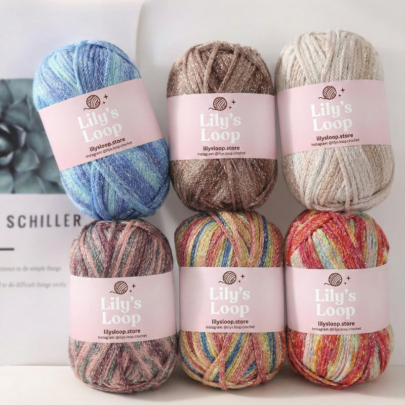 Stardust Graffiti Fine Metallic Gradient Yarn (100g) by Lily's Loop – soft crochet yarn ball