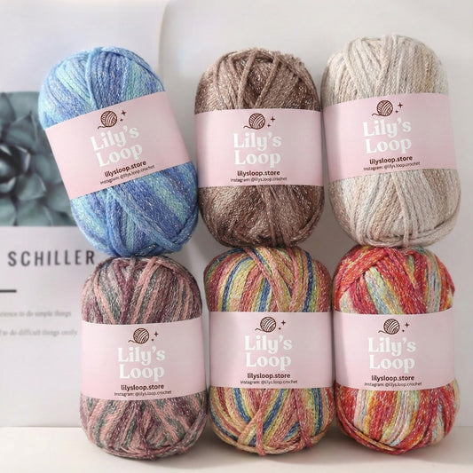 Stardust Graffiti Fine Metallic Gradient Yarn (100g) by Lily's Loop – soft crochet yarn ball