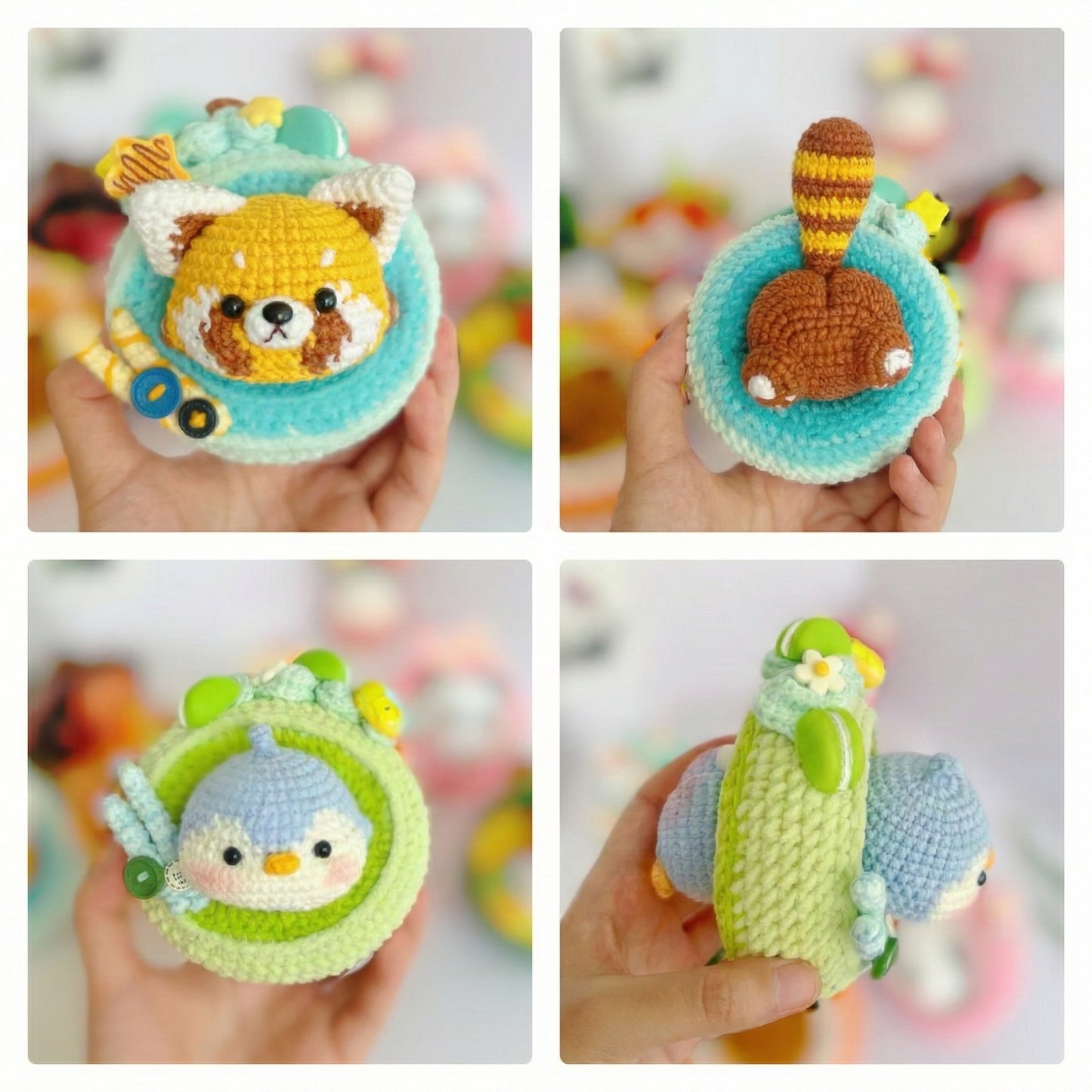 The "Sweet Zoo Bakery" Swiss Roll Amigurumi Kit – close-up detail of finished project