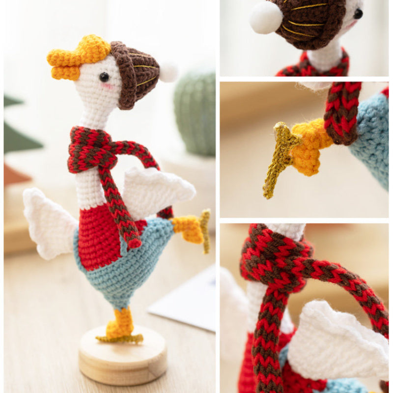 Dancing Goose Amigurumi DIY Crochet Kit – close-up detail of finished project
