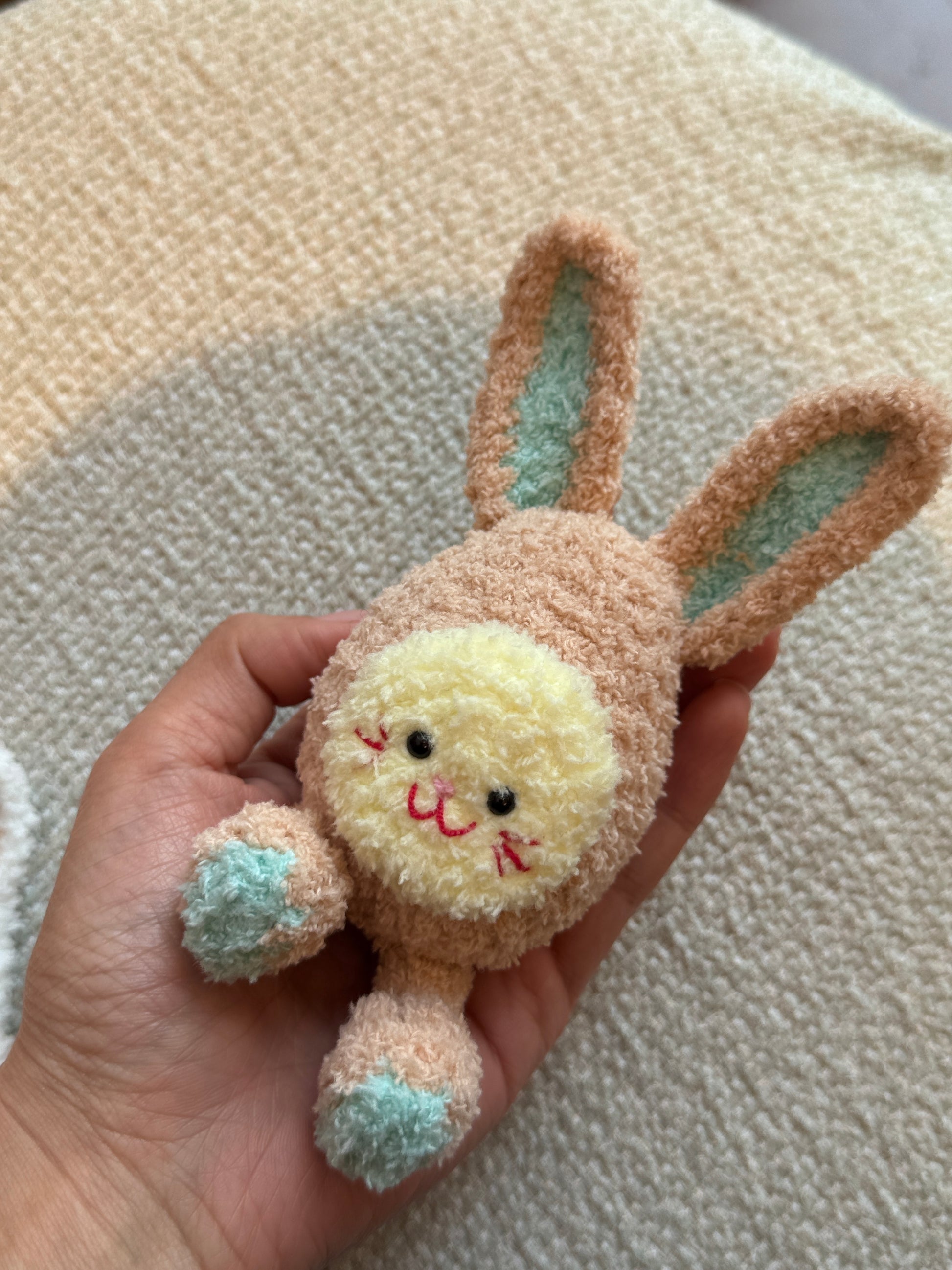 Bunny Egg Crochet Pattern – close-up detail of finished amigurumi