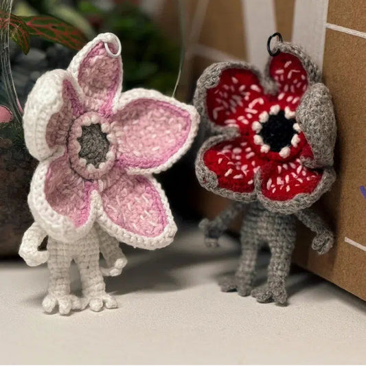 The "Upside Down" Flower Monster Keychain DIY Crochet Kit – complete amigurumi crochet kit by Lily's Loop