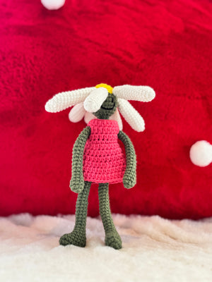A&NE Daisy Doll Crochet Pattern – finished amigurumi made with plush yarn