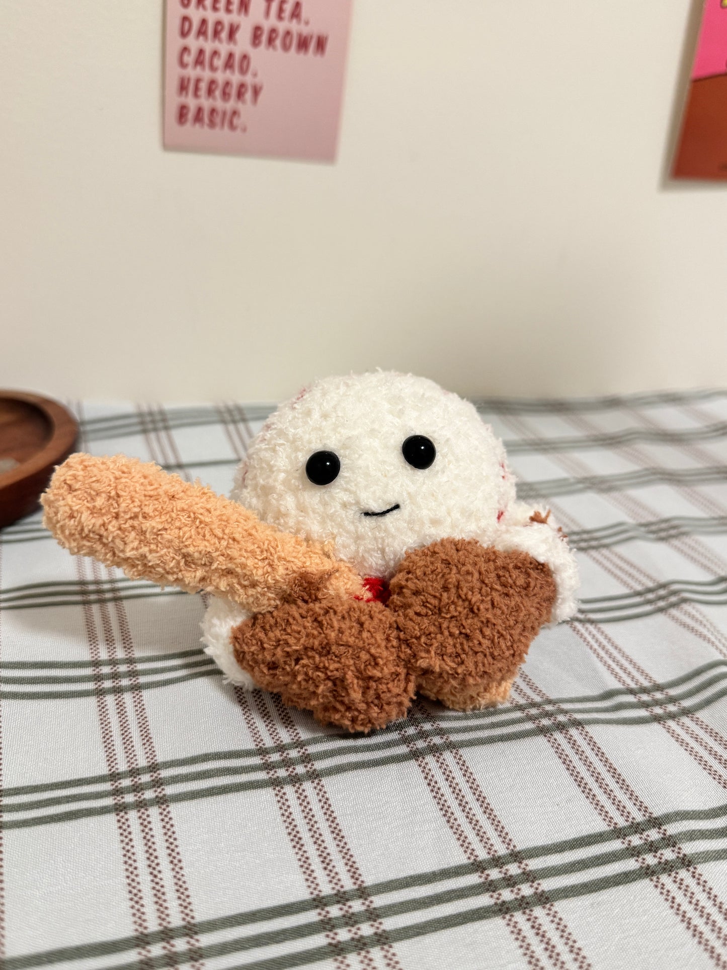 Mini Baseball & Bat Crochet Pattern – finished amigurumi made with plush yarn