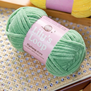 SoftGlow Series 6MM Chenille Yarn(100g/68m) by Lily's Loop – soft crochet yarn ball