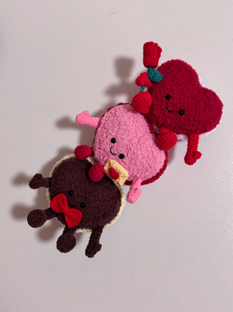 Cuddly Heart Macaron Series Crochet Pattern – finished amigurumi made with plush yarn