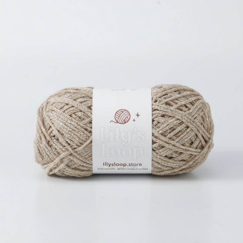 Creamy Coffee Starlight Metallic Hollow Cotton Yarn 1.5mm Fingering – metallic cotton yarn for crochet jewelry
