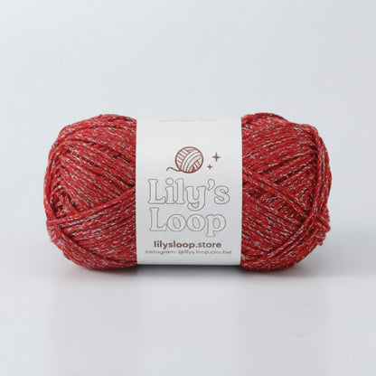 Bright Red Starlight Metallic Hollow Cotton Yarn 1.5mm Fingering – metallic cotton yarn for crochet jewelry