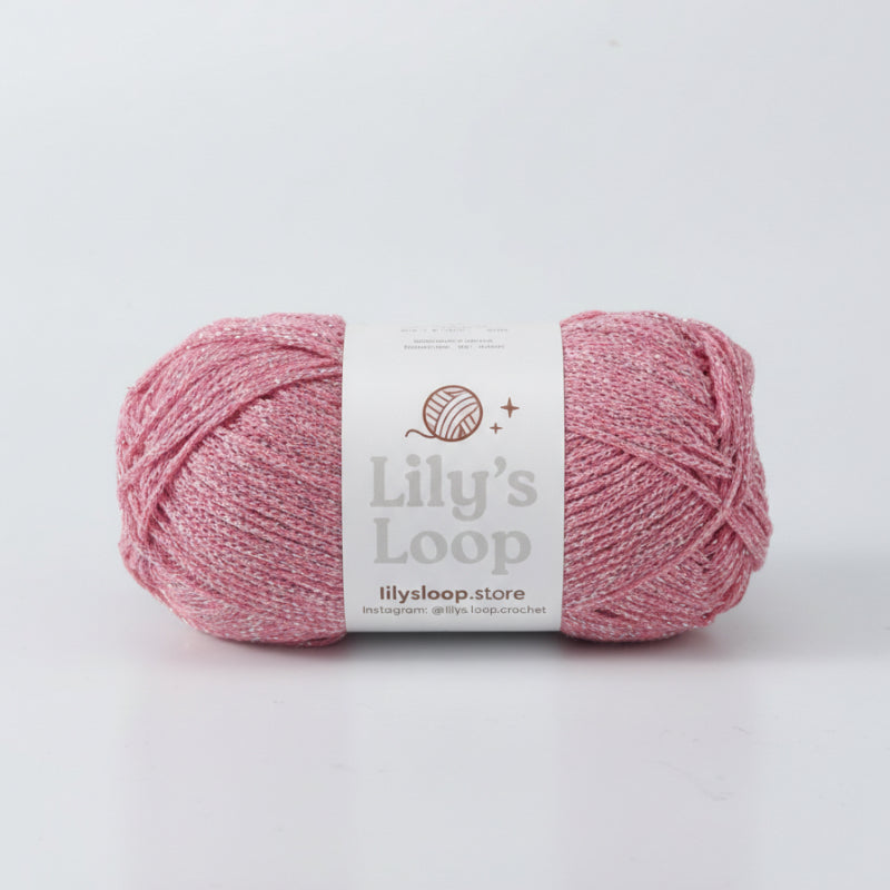 Pink Starlight Metallic Hollow Cotton Yarn 1.5mm Fingering – metallic cotton yarn for crochet jewelry