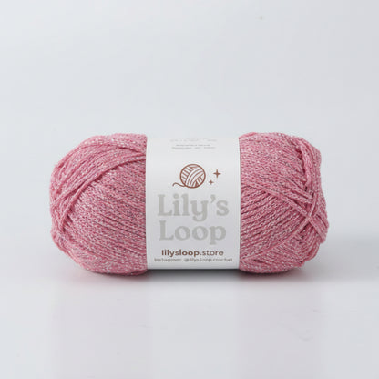 Pink Starlight Metallic Hollow Cotton Yarn 1.5mm Fingering – metallic cotton yarn for crochet jewelry