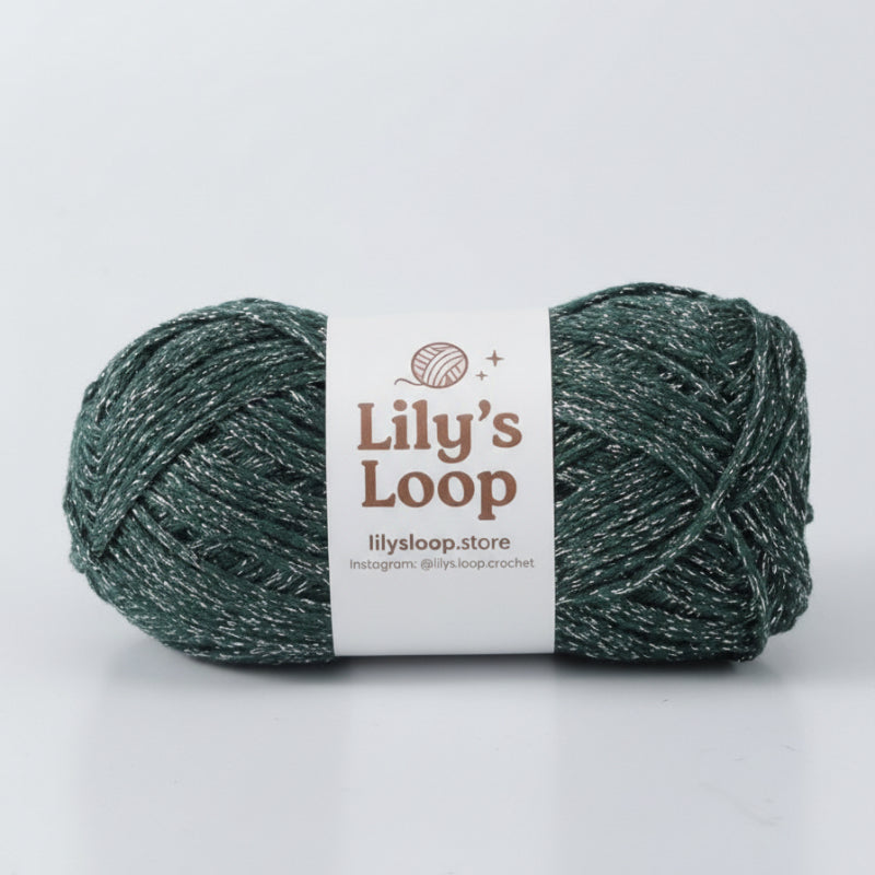 Dark Green Starlight Metallic Hollow Cotton Yarn 1.5mm Fingering – metallic cotton yarn for crochet jewelry