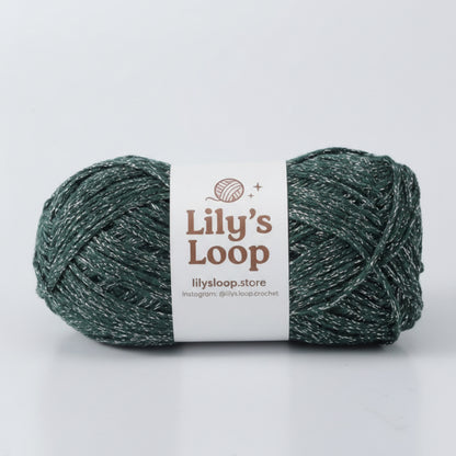 Dark Green Starlight Metallic Hollow Cotton Yarn 1.5mm Fingering – metallic cotton yarn for crochet jewelry