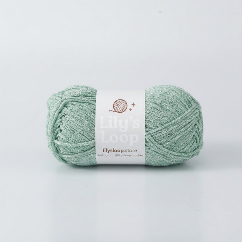 Mint Green Starlight Metallic Hollow Cotton Yarn 1.5mm Fingering – metallic cotton yarn for crochet jewelry