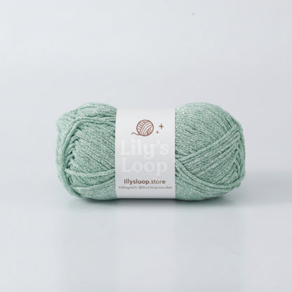 Mint Green Starlight Metallic Hollow Cotton Yarn 1.5mm Fingering – metallic cotton yarn for crochet jewelry