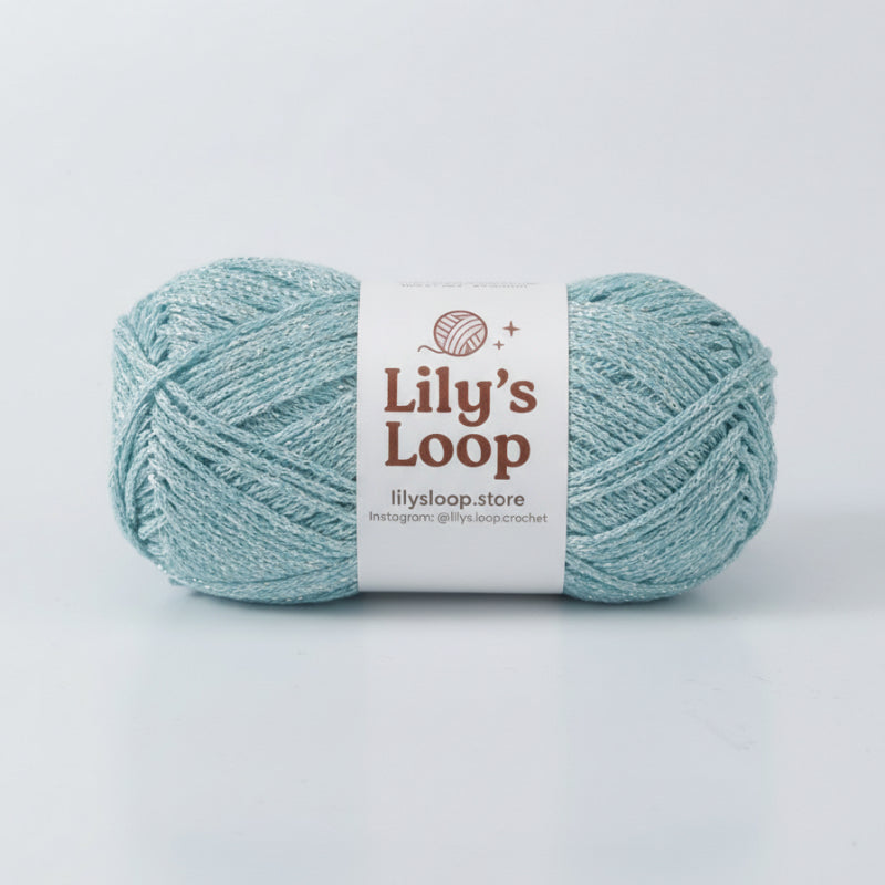 Tiffany Blue Starlight Metallic Hollow Cotton Yarn 1.5mm Fingering – metallic cotton yarn for crochet jewelry