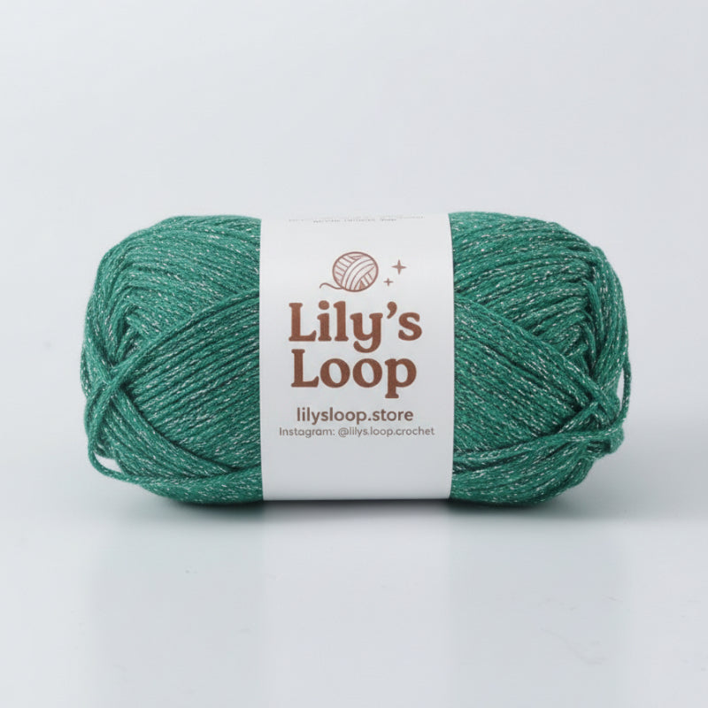 Grass Green Starlight Metallic Hollow Cotton Yarn 1.5mm Fingering – metallic cotton yarn for crochet jewelry