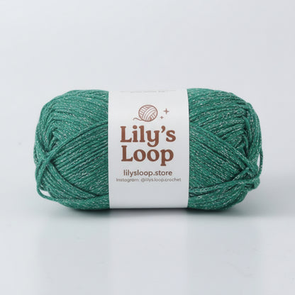 Grass Green Starlight Metallic Hollow Cotton Yarn 1.5mm Fingering – metallic cotton yarn for crochet jewelry