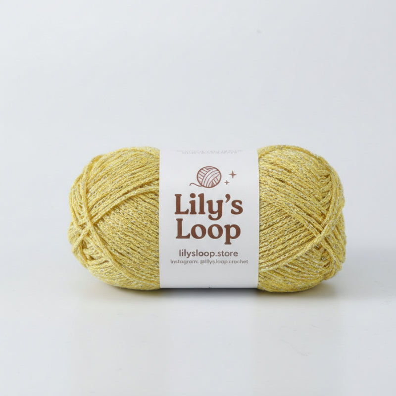 Lemon Yellow Starlight Metallic Hollow Cotton Yarn 1.5mm Fingering – metallic cotton yarn for crochet jewelry