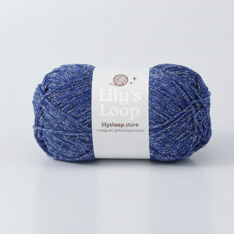 Royal Blue Starlight Metallic Hollow Cotton Yarn 1.5mm Fingering – metallic cotton yarn for crochet jewelry