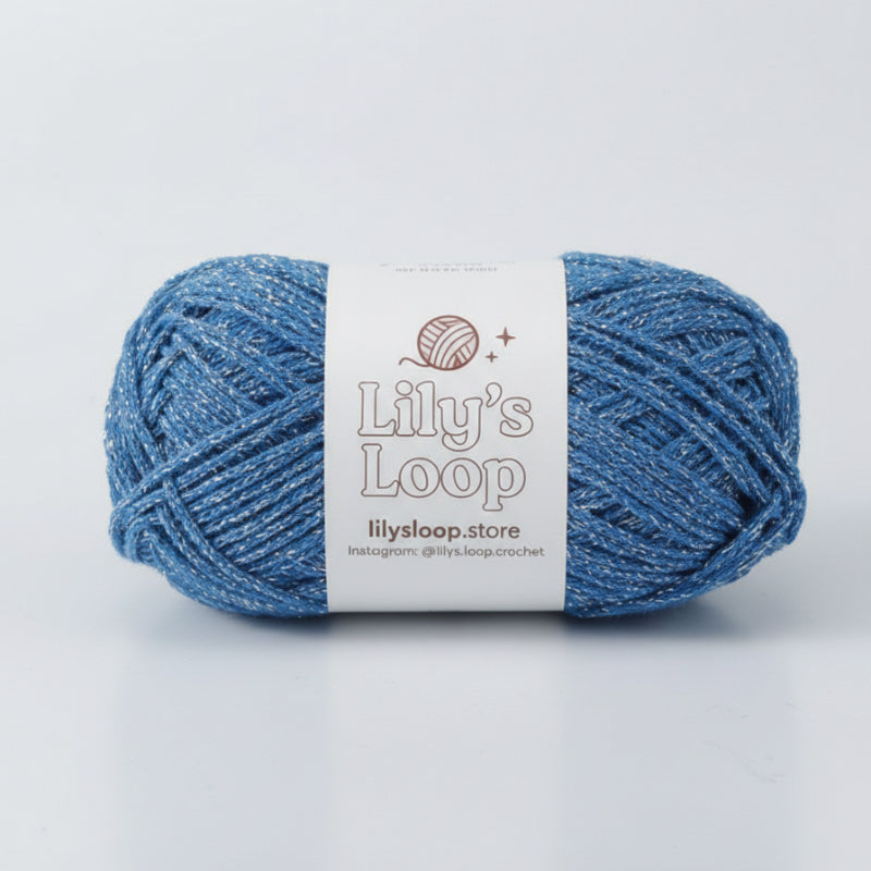 Teal Starlight Metallic Hollow Cotton Yarn 1.5mm Fingering – metallic cotton yarn for crochet jewelry