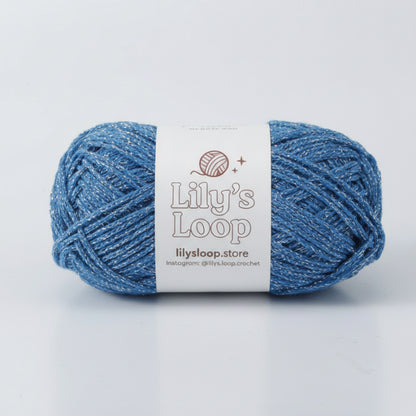 Teal Starlight Metallic Hollow Cotton Yarn 1.5mm Fingering – metallic cotton yarn for crochet jewelry