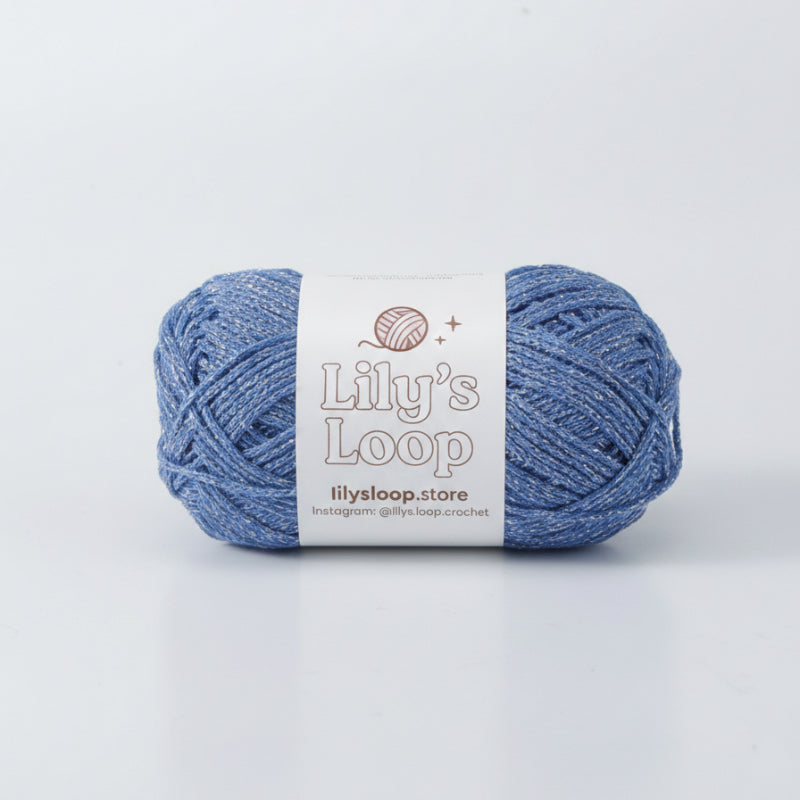 Misty Blue Starlight Metallic Hollow Cotton Yarn 1.5mm Fingering – metallic cotton yarn for crochet jewelry