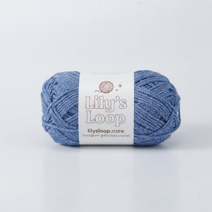 Misty Blue Starlight Metallic Hollow Cotton Yarn 1.5mm Fingering – metallic cotton yarn for crochet jewelry