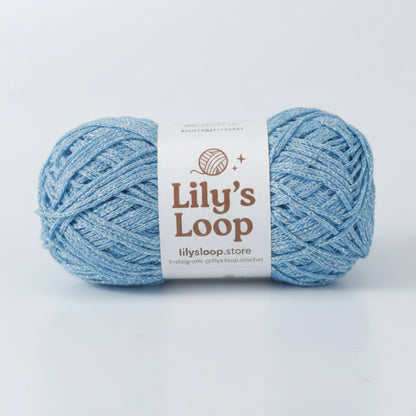 Sky Blue Starlight Metallic Hollow Cotton Yarn 1.5mm Fingering – metallic cotton yarn for crochet jewelry