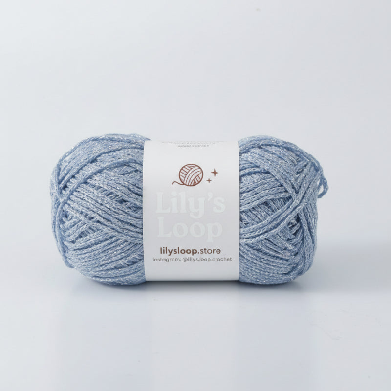 Light Blue Starlight Metallic Hollow Cotton Yarn 1.5mm Fingering – metallic cotton yarn for crochet jewelry
