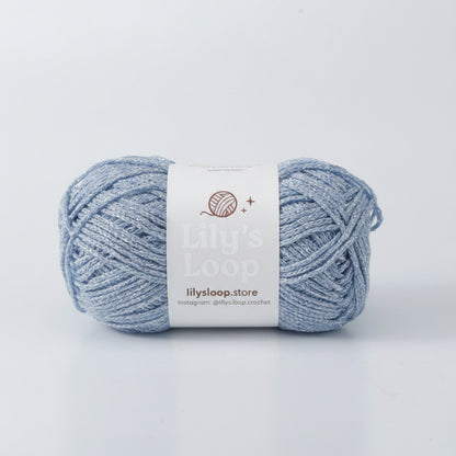 Light Blue Starlight Metallic Hollow Cotton Yarn 1.5mm Fingering – metallic cotton yarn for crochet jewelry