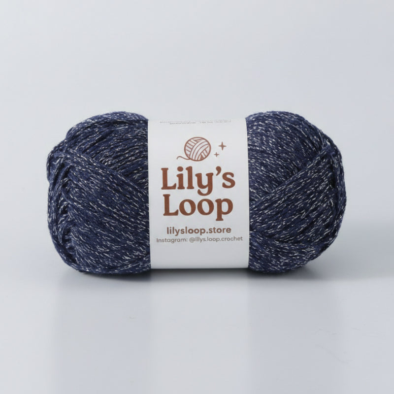 Navy Blue Starlight Metallic Hollow Cotton Yarn 1.5mm Fingering – metallic cotton yarn for crochet jewelry