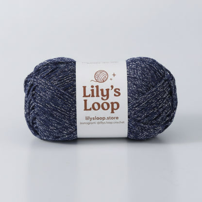 Navy Blue Starlight Metallic Hollow Cotton Yarn 1.5mm Fingering – metallic cotton yarn for crochet jewelry