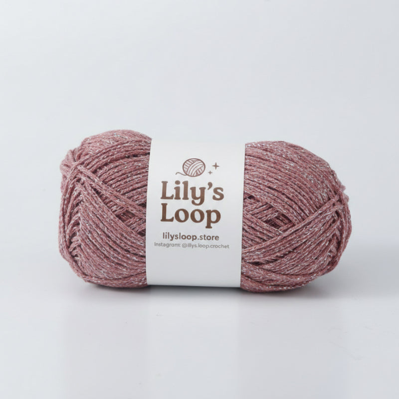 Dusty Rose Starlight Metallic Hollow Cotton Yarn 1.5mm Fingering – metallic cotton yarn for crochet jewelry