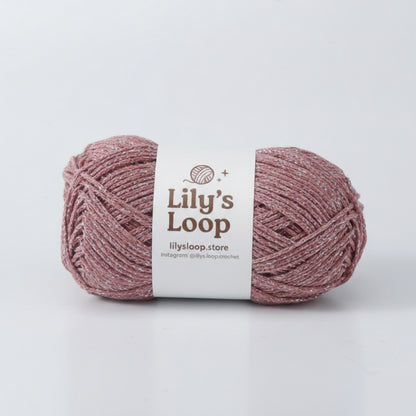 Dusty Rose Starlight Metallic Hollow Cotton Yarn 1.5mm Fingering – metallic cotton yarn for crochet jewelry